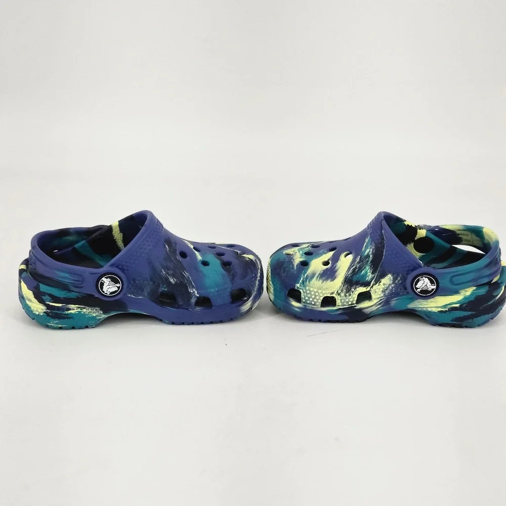 Crocs Classic Marbled Clog Blue Calcite Yellow Citron Comfort Shoes Toddler 7